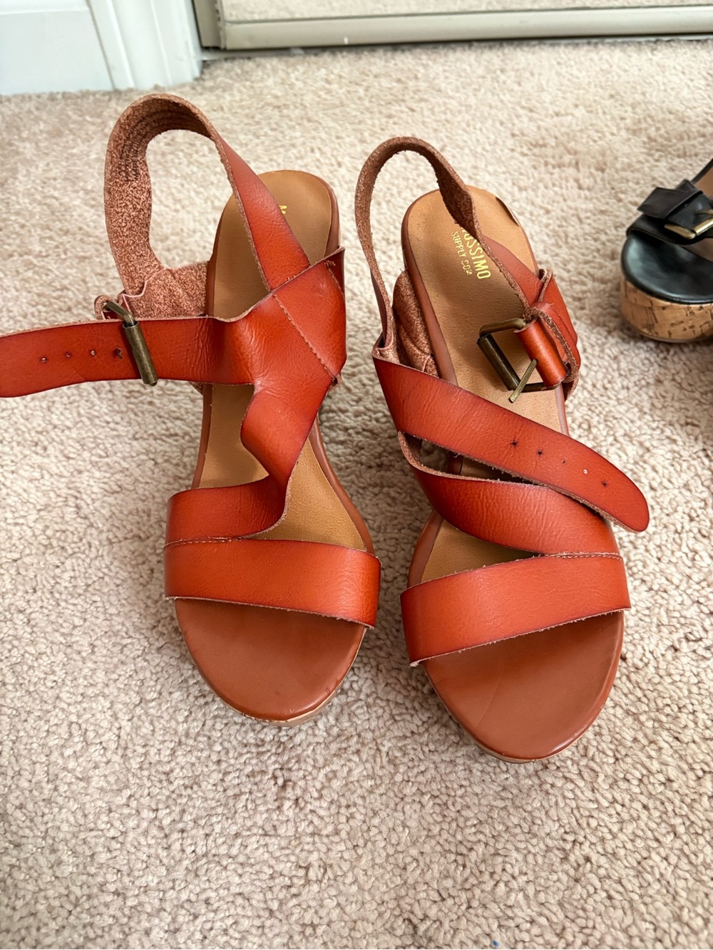 Mossimo Supply Co. Orange Leather Strappy Slingback Sandals